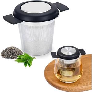 XSQD Doppio Dispositivo Infusione Tè Della Tazza Dell'orecchio, Filtro Te Dell'acciaio Inossidabile 304, Manico in Silicone Anti Scottatura, Portatile Tisaniera Infusiera, Adatto per Teiere e Tazze
