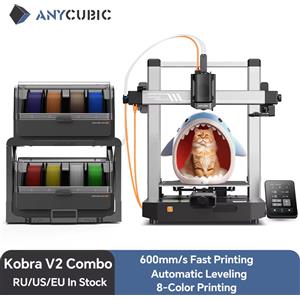 ANYCUBIC Kobra 3 V2 Combo AE Versione 8 Colori 600 mm/s Stampa Veloce Stampante 3D ACE Pro Essiccazione Filamento Stampante 3D di Controllo APP