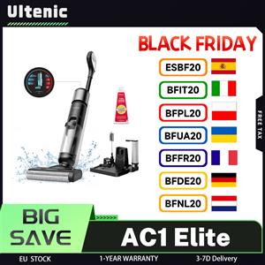 Ultenic Aspirapolvere e scopa senza fili Ultenic AC1 Elite con autopulizia, 3 modalità di pulizia, autonomia fino a 50 minuti, rilevamento intelligente dello sporco, LCD
