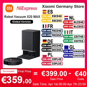 XIAOMI Robot Aspirapolvere X20 Max - Potenza Aspirante 8000 Pa, Lavapavimenti, Svuotamento Automatico, Navigazione Laser