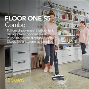 Tineco Floor One S5 Combo: Aspirapolvere Wet Dry Cordless, Mop Elettrico Autopulente con Controllo App e Design a Doppio Serbatoio