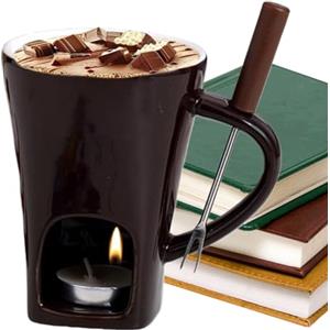 Generico Ceramica per Fonduta di Cioccolato con Forchette E Candela, Sciogliere Tazzas Scaldacase per Dessert da Festa, Riunioni Familiari Celebrazioni Vacanze Divertenti