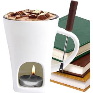 Generico Ceramica per Fonduta di Cioccolato con Forchette E Candela, Sciogliere Tazzas Scaldacase per Dessert da Festa, Riunioni Familiari Celebrazioni Vacanze Divertenti