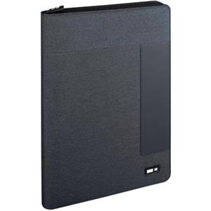 NIJI ITALIANA Portablocco Bicolore A4 Grigio Scuro con Chiusura a Cerniera e Tasca Interna