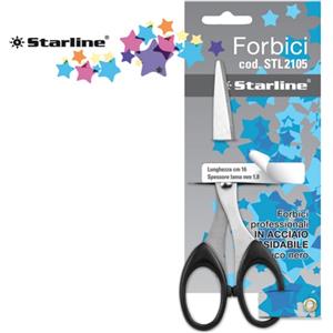 STARLINE Forbici Professionali 16 cm - Lama in Acciaio Temperato e Impugnatura Rigida in ABS - Colore Nero