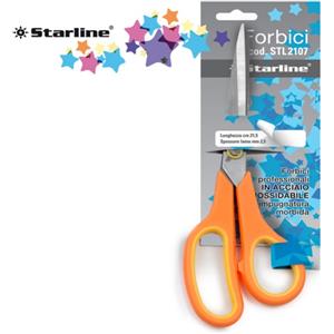 Starline Forbici Professionali 17,8 cm in Acciaio Temperato con Impugnatura Morbida Arancione