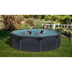 Gre Anthracite K - Piscina fuori terra rotonda Ø460 cm, altezza 132 cm, capacità 19440L, struttura in acciaio