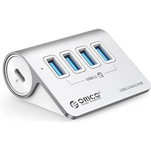 ORICO USB C Hub, Multi USB Adattatore in alluminio a 4 porte, Hub USB 3.0 5 Gbps con 0.5m cavo, Splitter USB per Macbook, Mackbook Pro, Macbook Air