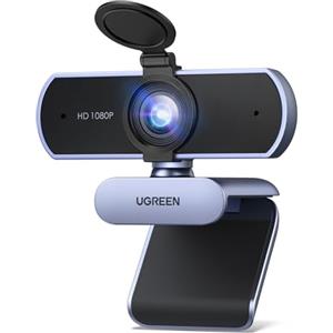 UGREEN Webcam Full HD 1080P 30FPS USB A PC Camera 2 Microfono Incorporato 85°Angolo di Visione per Windows MacOS Linux Supporto Youtube Streaming Skype Video Calling Zoom Videoconferenze(Grigio)