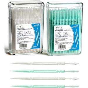 KIRVOS 400pcs Scovolini Dentali,Spazzolini Scovolini Silicone,Spazzolino Interdentale Morbido Tra i Denti,Due Scatole,Bianco e Verde,Portatile per Famiglie, Viaggi
