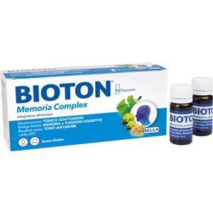 SELLA Bioton Memoria Complex - Integratore Alimentare per Memoria e Concentrazione con Ginkgo, Eleuterococco e Rhodiola - 14 Flaconcini da 10 ml
