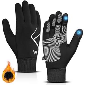 WESTWOOD FOX Guanti da Corsa Invernali, Guanti da Ciclismo Caldi, Leggeri, Antiscivolo, Touchscreen per Uomo e Donna, Guanti con Fodera Termica per Sport, Lavoro, Escursionismo, Guida. (Nero, XL)