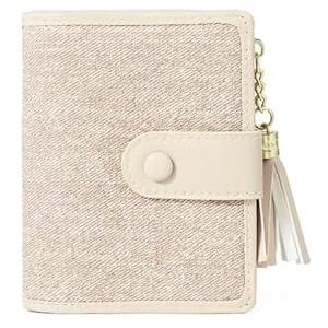 Belijoeuri,Portafoglio Piccolo Donna,Portafoglio Portafogli Donna con Zip,Design Moderno, Ideale per Carte, Contanti, Monete e Chiavi (Colore Bianco Crema)