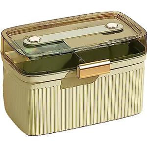 Tnfeeon Cassetta Pronto Soccorso per Casa e Viaggio, Scatola Medicinali Trasparente Doppio Strato a Prova di Umidità con Chiusura di Sicurezza, Capacità Grande, Portatile, Verde