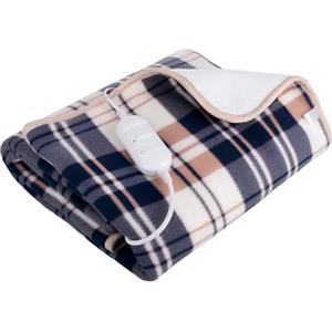 EMPOTEC Termocoperta Elettrica Letto Singolo 160x80cm Fantasia Quadri 60W in Soffice Pile Telecomando 2 Temperature 45/60° Coperta Termica Lavabile in Lavatrice