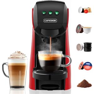 CAPXSNOB Warriors1 Macchina da Caffè Capsule 5in1 per Nespresso OL, Dolce Gusto, Lavazza A Modo Mio, FAP Espresso Point e Caffè Macinato, 20bar, 0,8L, Calore e Quantità Regolabili, Compatta per Casa e Ufficio
