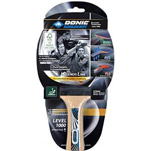 Schildkröt Racchetta da Ping Pong Legends 1000, Impugnatura AVS, Pls & Ergo, Spugna 2,3 mm, Legno FSC, Gomma Energy-ITTF, 754427, Nero/Marrone Chiaro