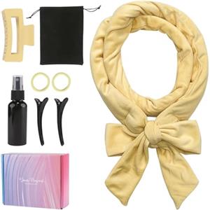 GUIGA Bigodino Senza Calore per Boccoli, Set Di Bigodini Antiscivolo, Fascia Morbida Curler Arricciacapelli, Crea bellissimi ricci senza danneggiare i tuoi capelli, Adatto a Capelli Corti/Medi/Lunghi,Beige