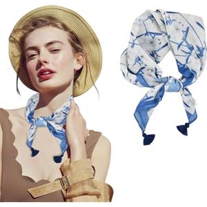 Luxvara Sciarpa Quadrata in Chiffon da Donna, Sciarpa Quadrata Vintage, Morbida e Delicata, Tutte le Stagioni, 60 x 60 cm (Blu)