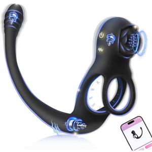 CSEDF-CRYP Anello Vibrante per Lei e Lui Sex Toys, Stimolatore per Clitoride, Anello Pene Vibrante per Lui, Plug Anale Vibrante, Vibratore Anale Prostata con Anello per Pene da Uomo, Sexytoysys Donna Coppia Uomo