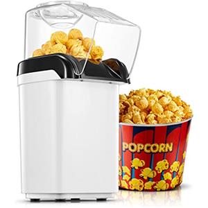 HOUSNAT Macchina per popcorn 1200 W aria calda popcorn Maker senza olio, 2 minuti di produzione rapida, per la casa film e feste di Natale, bianco