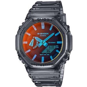 Casio G-shock beach time lapse (45,4 mm) quadrante blu rosso/cinturino in resina grigia GA-2100TLS-8AER