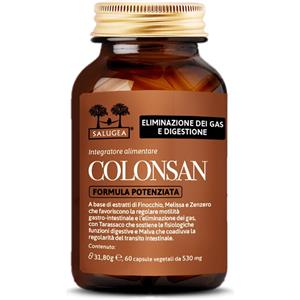 Salugea Colonsan Formula Potenziata - Integratore Naturale per la Digestione e l'Eliminazione dei Gas - 60 Capsule
