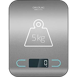 Cecotec CookControl - Bilancia da cucina digitale di alta precisione, piattaforma in acciaio inox, anti-impronta, design ultrasottile, display LCD, capacità massima di 5 kg, precisione di 1 g