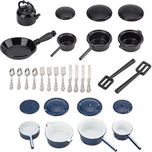 FINGERINSPIRE 30 pentole in miniatura per casa delle bambole e padelle in metallo miniaturizzato per piano cottura mini pentole da cucina accessori per decorazione della casa delle bambole forniture