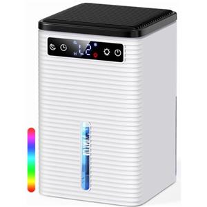 Aetherium Deumidificatore 2500ML, Deumidificatore Casa Muffa Portatile con Timer 2-12 Ore e 7 Luce LED, Spegnimento Automatico, 30dB Ultra Silenzioso, Ideale per Camera da Letto, Bagno, Armadio, 750ml/24H