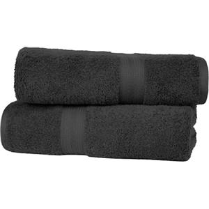 Amazon Basics Set Asciugamani Bagno Spugna 100% Cotone Telo Doccia 70x140 cm, Nero, Confezione 2 Pezzi