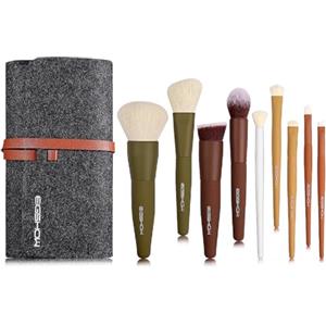 EIGSHOW Pennelli per trucco, EIGSHOW set pennelli make up da viaggio Kabuki 5 colori essenziali, fibre sintetiche extra morbide make up per correttori di fard in polvere Contorno e illuminante(9 stück)