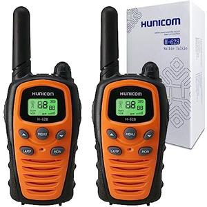 HUNICOM Walkie Talkie per adulti ricetrasmittente, radio a grande raggio, PMR, VOX, con vivavoce, 5 km, con torcia, LED di retroilluminazione