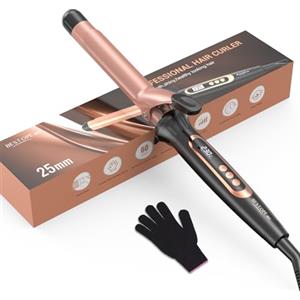 BESTOPE MIX Ferro Arricciacapelli 25mm a Temperatura Regolabile 80℃-230℃, Arricciacapelli a Riscaldamento Rapido con Display LCD, Adatto a tutti i tipi di capelli