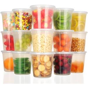 Cozary Contenitori per Alimenti con Coperchio 24 Pezzi,Contenitori Ermetici per Alimenti 24-24oz,Riutilizzabile Bicchieri di Plastica per Alimenti-sicuro nel Microonde e congelatore