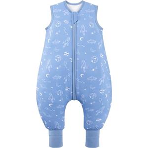 ToyaTec Sacco nanna con piedini, 2,5 Tog, super morbido, realizzato in rayon di bambù, per bambini, in fibra di bambù, per l'inverno, per l'autunno e l'inverno, Blu, 80cm (18-36 Mesi)
