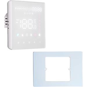 A2ZWORLD Termostato WiFi Touch Per Caldaia, 220V 3A, Bianco Quadrato, Adattatore Scatola Placca Da 503 A 502 Incluso, App Tuya/Smart Life