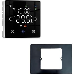 A2ZWORLD Termostato WiFi a Batterie, Nero Quadrato, Adattatore Scatola Placca Da 503 A 502 Incluso, Smart per Caldaia a Gas, Display Touch 86x86mm, APP TUYA Smart Life, Montaggio Parete o Incasso