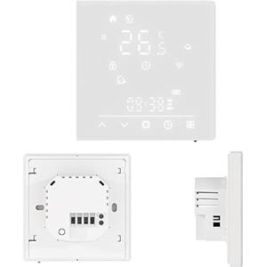 A2ZWORLD Termostato Matter WiFi 2,4G, Cronotermostato Smart Per Caldaia A Gas, Pannello in Vetro, Compatibile Con Tuya/Smart Life