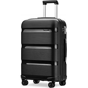 KONO Trolley Bagaglio a Mano 55cm con Lucchetto TSA Robusto Polipropilene Valigia 40L (Nero)