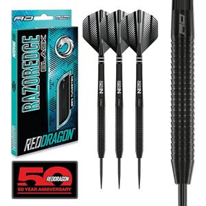 RED DRAGON Razor Edge Black 26g Freccette Tungsteno con Punta Acciacio, Voli e Freccette Aste
