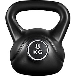 Yaheetech Kettlebell per Sport Fitness Palestra in HDPE e Cemento con Maniglia Ergonomica Antiscivolo Attrezzo Sportivo da Costruzione Muscolare e Allenamento di Forza Nero