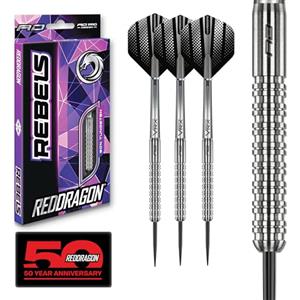 RED DRAGON Rebel 21g - Freccette Tungsteno con Punta Acciacio, Voli e Freccette Aste