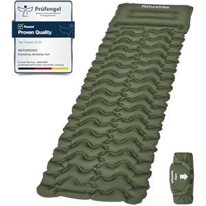 Naturehike Materassino gonfiabile ultraleggero, leggero, singolo, per esterni, compatto e resistente all'umidità, per backpacking, campeggio, livello di ingresso (Verde militare - Singolo)