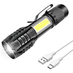 m MU Mulin Torcia LED Ricaricabile, Potente Professionale, 3 modalità zoomabile, COB piccola Torcia Tascabile a LED con Magnete, IP5 Impermeabile Per Campeggio Militare, Escursioni, Emergenze|1000mA, 1PZ