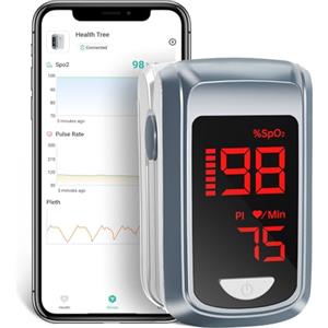 HOLFENRY Saturimetro Da Dito Bluetooth,HOLFENRY Ossimetro Da Dito Misuratore Ossigeno Da Dito con l'APP Bluetooth per per il Monitoraggio Livello Sp02 e Frequenza Cardiaca