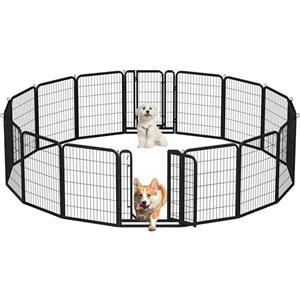 Yaheetech Recinto per Cani Cuccioli 16 pz 65 x 80 cm Conigli Gatti Animali Domestici da Interno e Esterno Rete Recinzione Ferro Pieghevole e Portatile