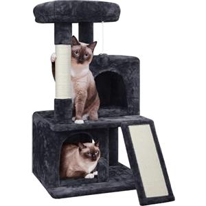 Yaheetech Tiragraffi Albero per Gatti con Trespolo Grande 91 cm Gioco Giocattolo per Gatti 49 x 45,5 x 91 cm Nero
