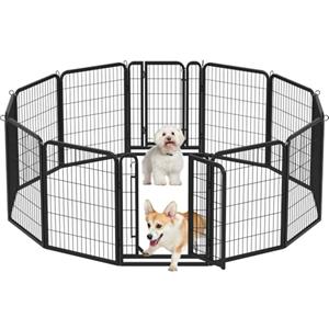 Yaheetech Recinto per Cani 12 pz 65 x 80 cm Cuccioli Conigli Gatti Animali Domestici da Interno e Esterno Giardino Rete Recinzione Ferro