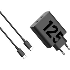 Motorola Chargers - Caricabatterie rapido TurboPower GaN a doppia porta da 125W con cavo USB-C a USB-C da 1 m, 6,5A, marchio E. IMPORTANTE: solo i prodotti Motorola originali riportano il logo M.